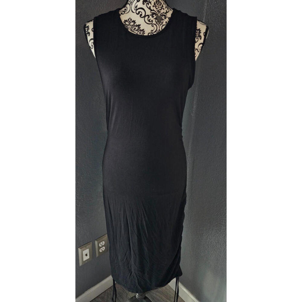 BNWT Women's Shein New Sleeveless Ruched Dress Open Back Size Large Black